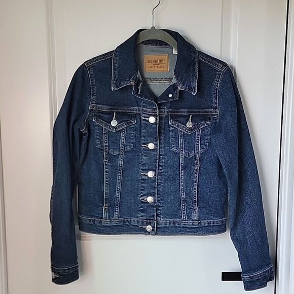 Levi's Strauss Signature Gold NWOT Distressed Trucker Denim Jean Jacket-Small - Picture 2 of 16